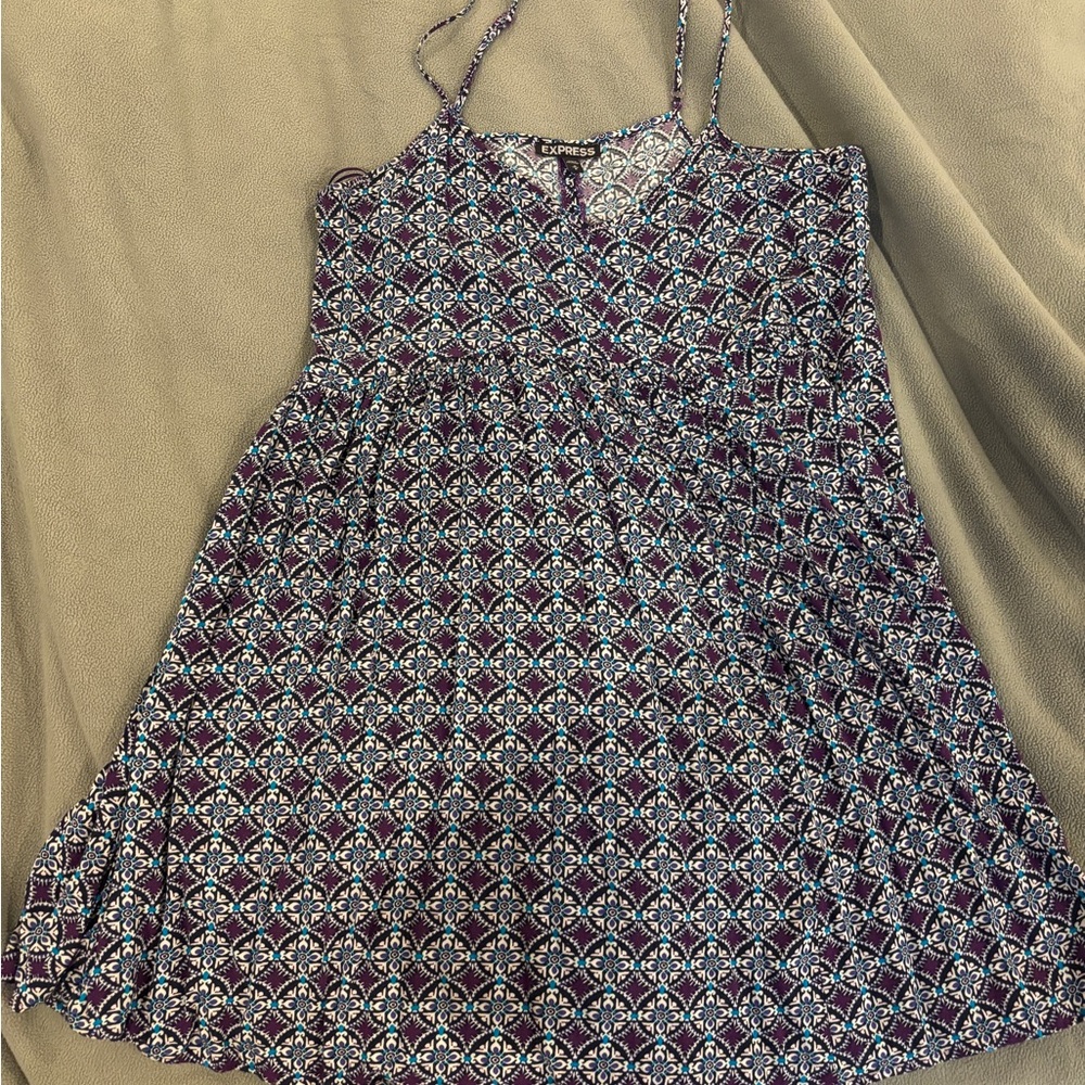 Express Sleeveless Dress in Purple and Blue Pattern